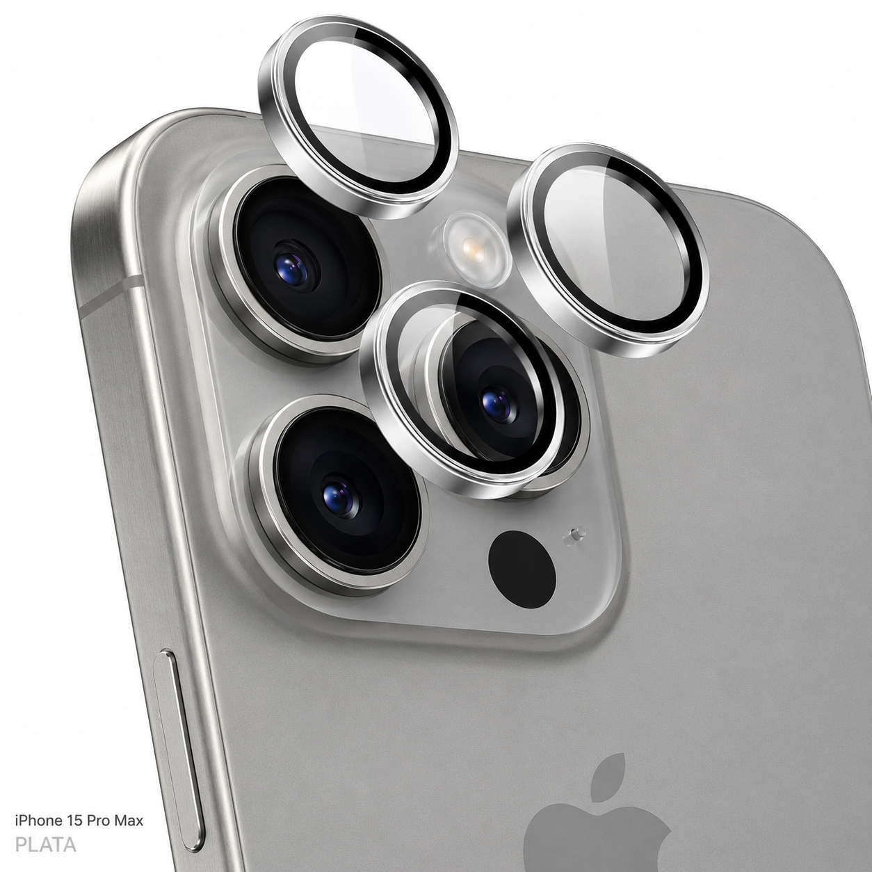 Protector de Lente de Cámara con Aro Metálico para iPhone 15 Pro/15 Pro Max