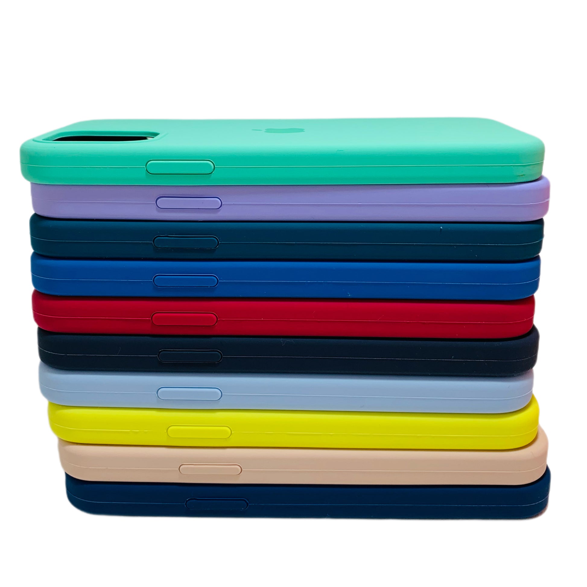 Case iPhone 12/12 Pro Azul Marino Fuerte Logo Silicon y Microfibra