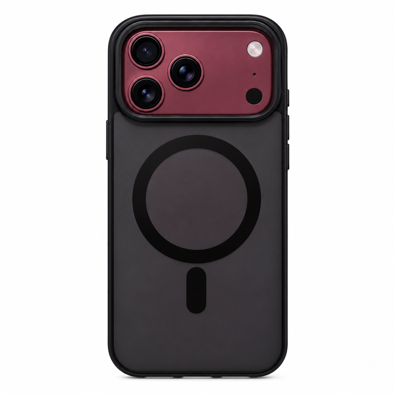 Funda negra con MagSafe para iPhone 18 Pro Max y 17 Pro Max, vista posterior.
